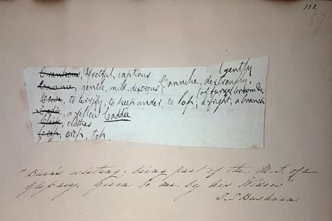 A picture of an original Burns work, a note to himself